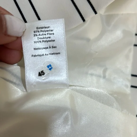 TALBOT WOMENS BLAZER JACKET COAT STRIPE WHITE BLACK SIZE 2P - Picture 11 of 12